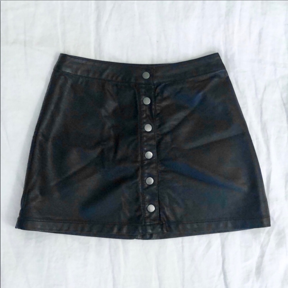 Black faux leather skirt
